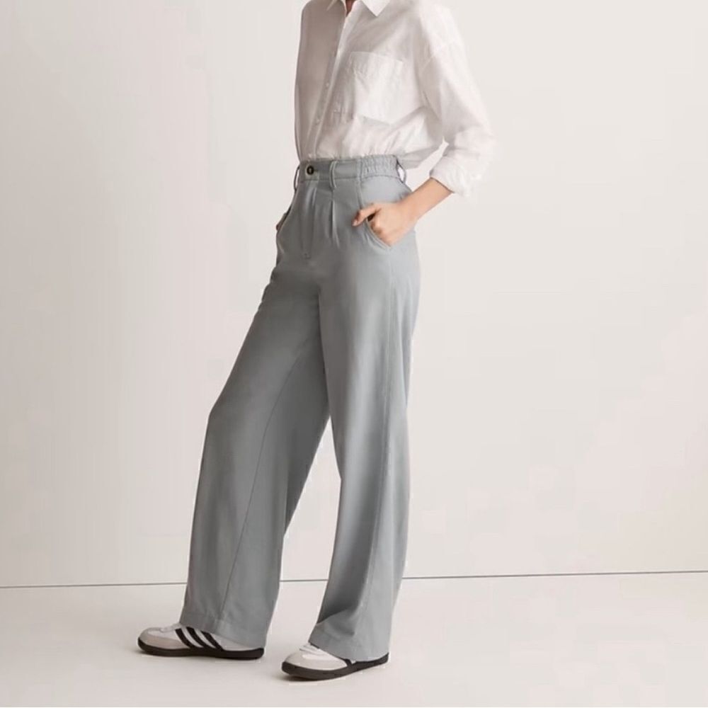 Madewell neale straight leg trouser in drapeweave overcast blue